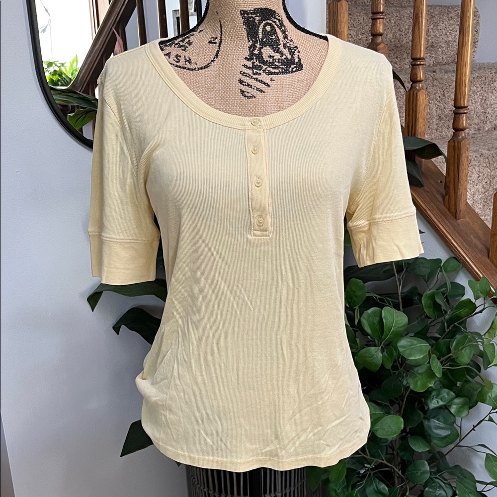 Lucky Brand Light Yellow Short Sleeve Top